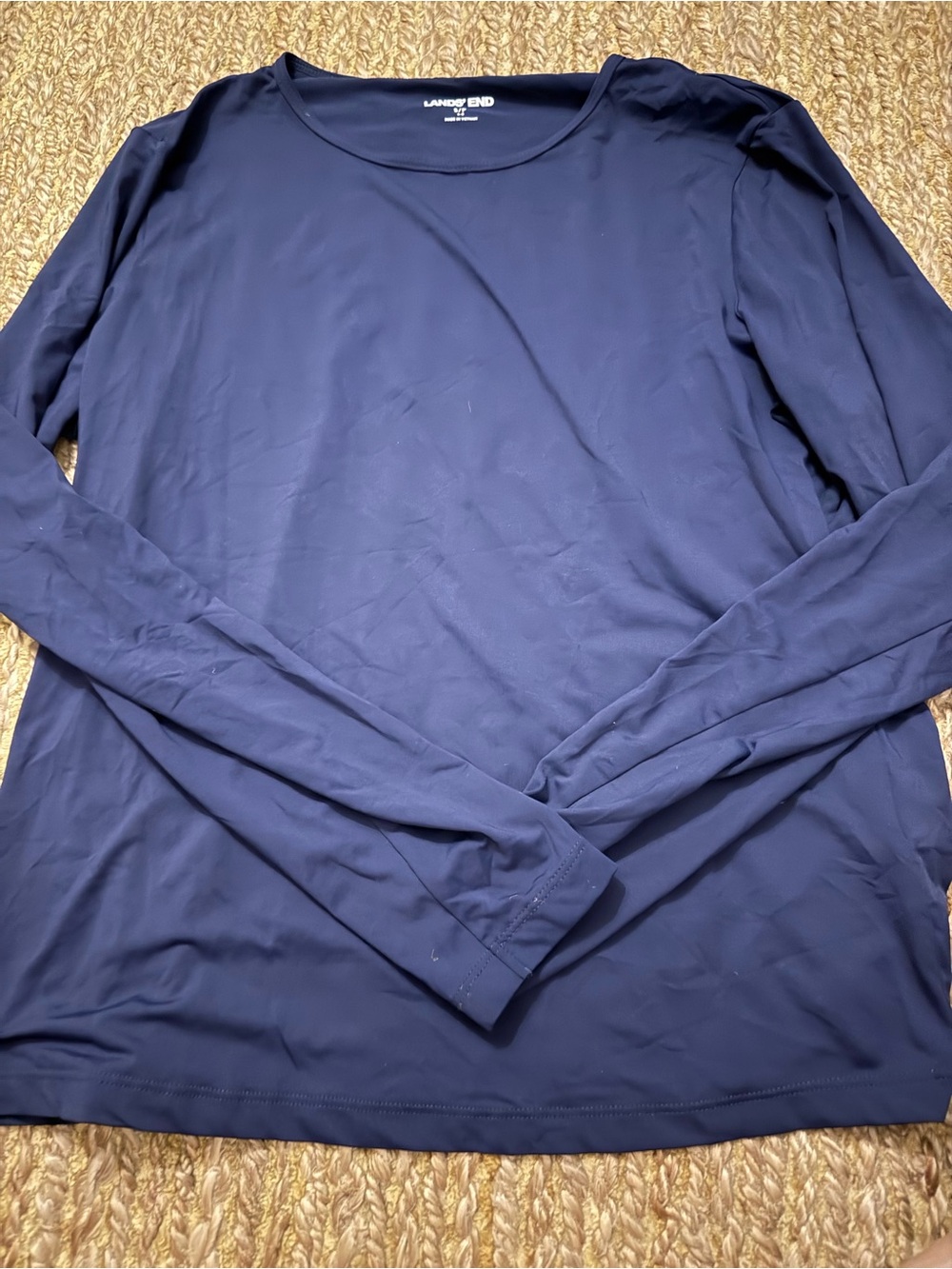 Lands' End Men's Long-Sleeve Crewneck Shirt - Navy Size Small